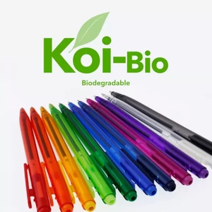 kbi-trn, Boligrafo de plástico biodegradable modelo Koi Bio Translúcida. Tinta Negra. Pluma promocional.