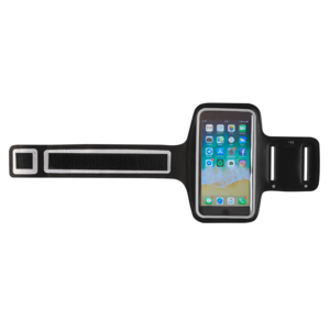 SPO003, BRAZALETE DEPORTIVO ARMES(Mica transparente con contorno reflejante compatible con pantallas touch. 4 orificios para audífonos. correa con broche velcro y bolsillo porta llave.)